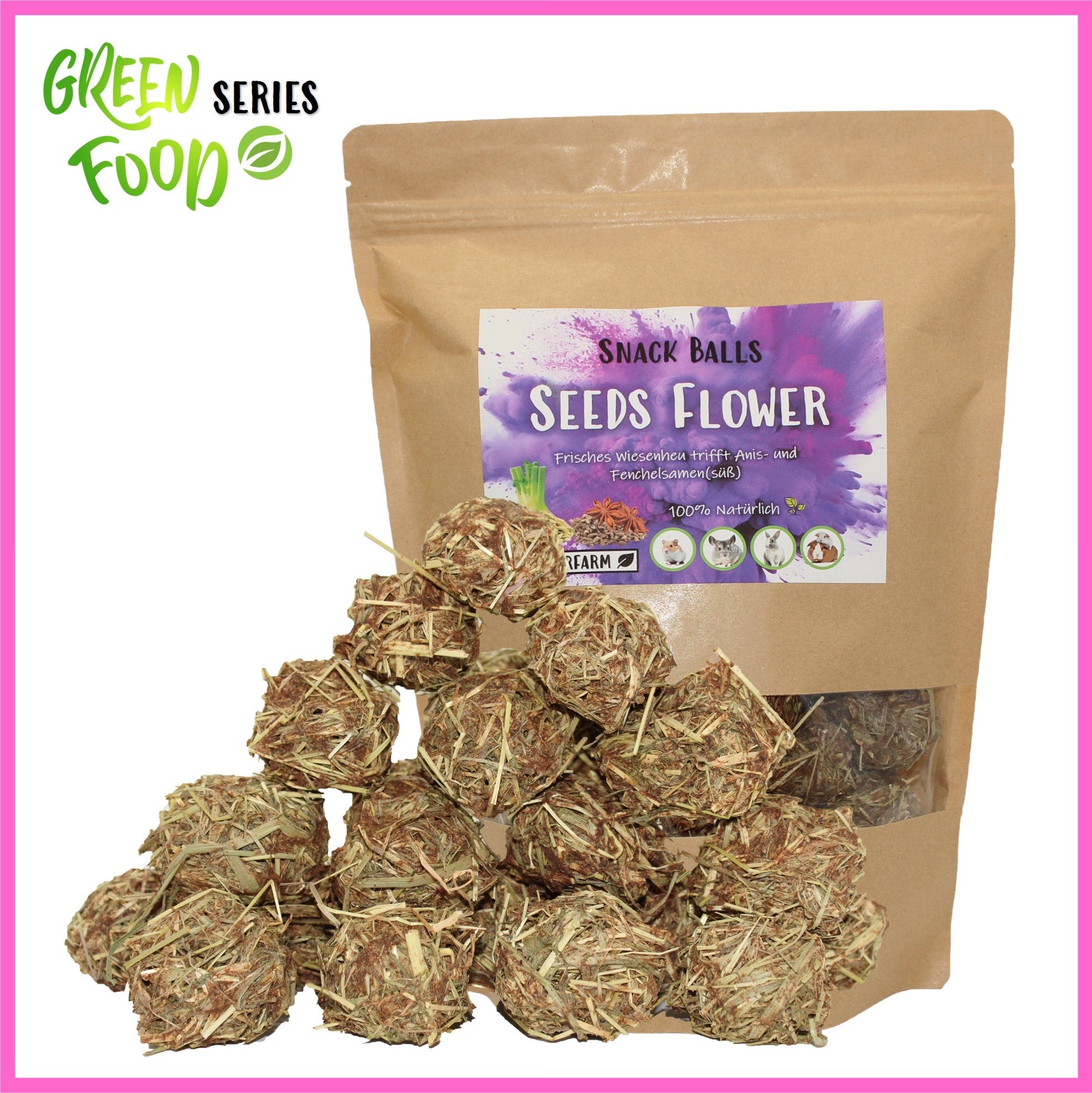 🟣 Snack Balls Seeds Flower – natürliche Verwöhnsnacks für Meerschweinchen