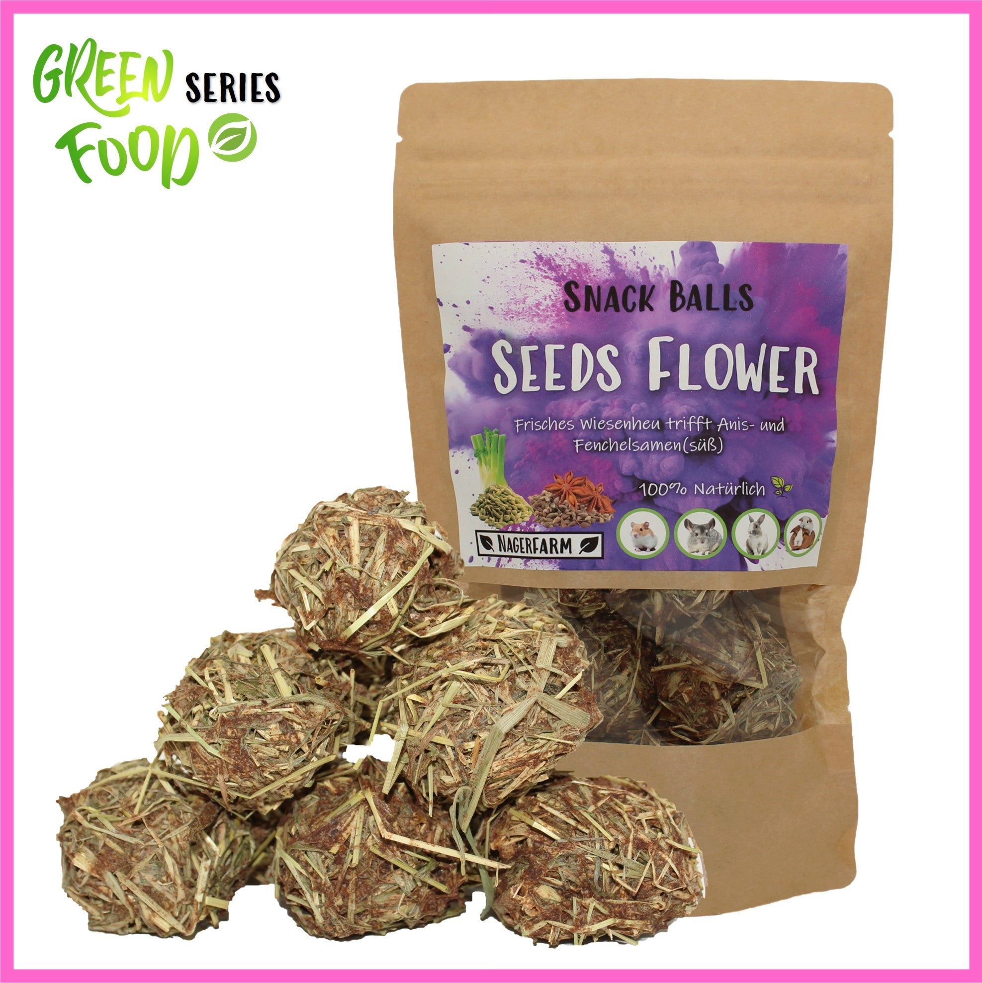 🟣 Snack Balls Seeds Flower – natürliche Verwöhnsnacks für Meerschweinchen