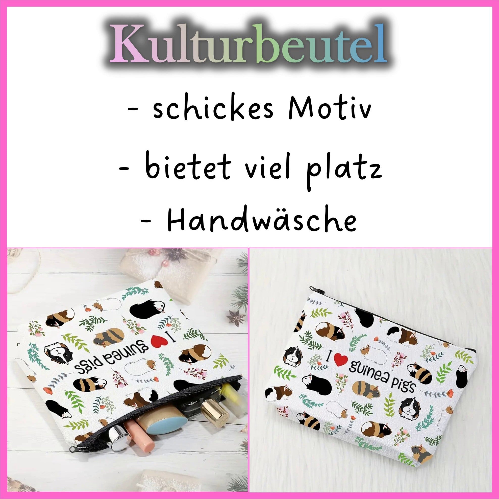 🐹🧴 Kulturbeutel „I Love Guinea Pigs“ – Meerschweinchenliebe zum Mitnehmen