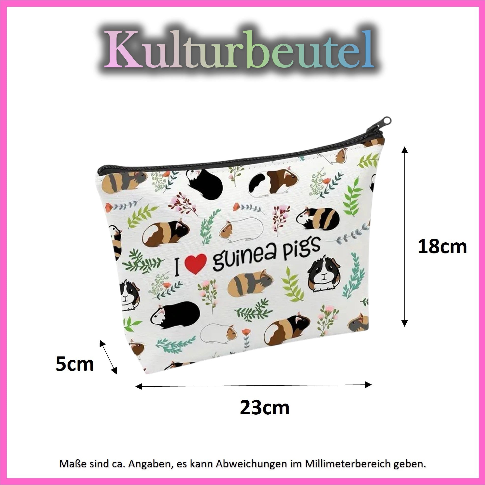 🐹🧴 Kulturbeutel „I Love Guinea Pigs“ – Meerschweinchenliebe zum Mitnehmen