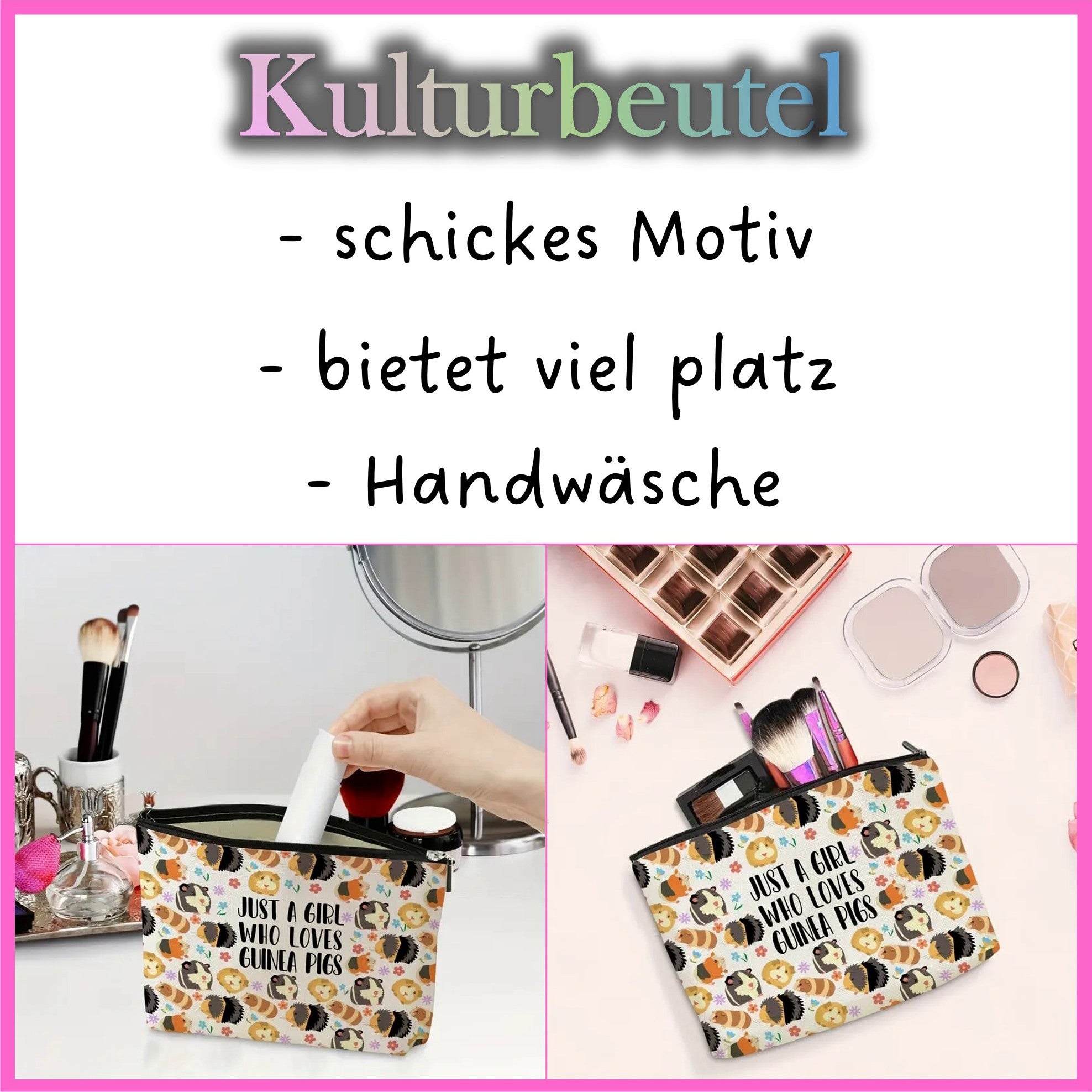 🐹👜 Kulturtasche „Just a Girl Who Loves Guinea Pigs“ – Für alle Meerschweinchen-Fans