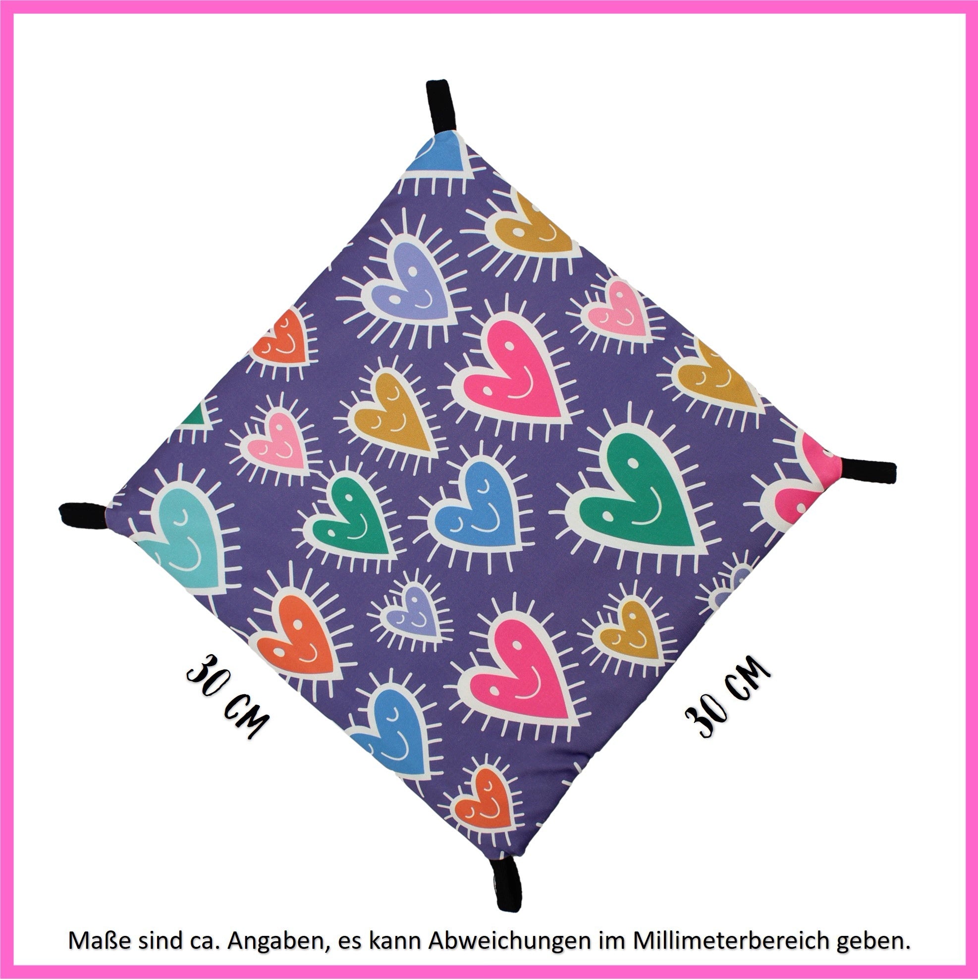 🌈 Hängematte „Herzen Lila“ – Bunte Herzen auf lila Kuschelwelt
