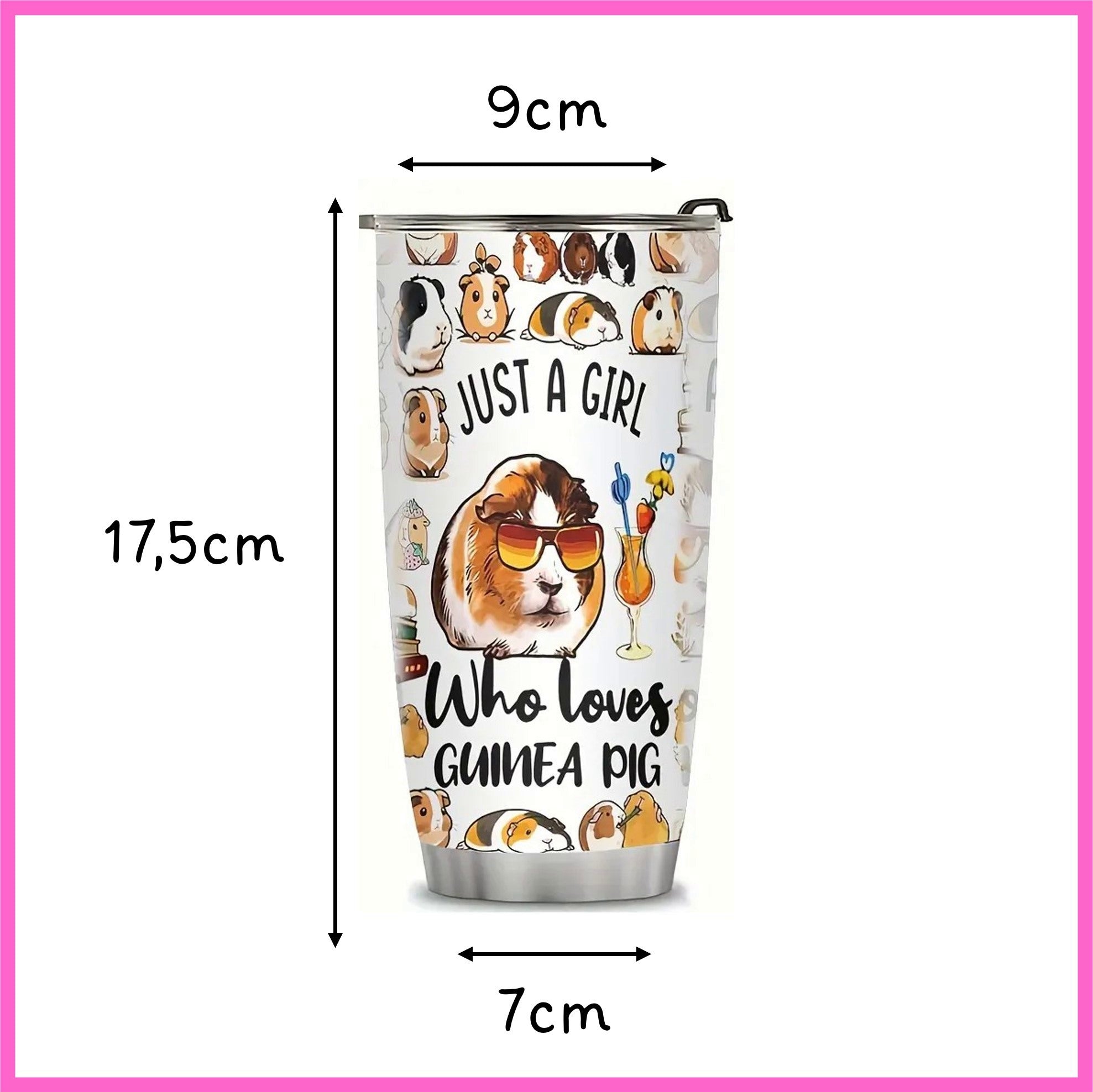 💖 Trinkflasche „Just a Girl who loves Guinea Pigs“ – kompakt & süß