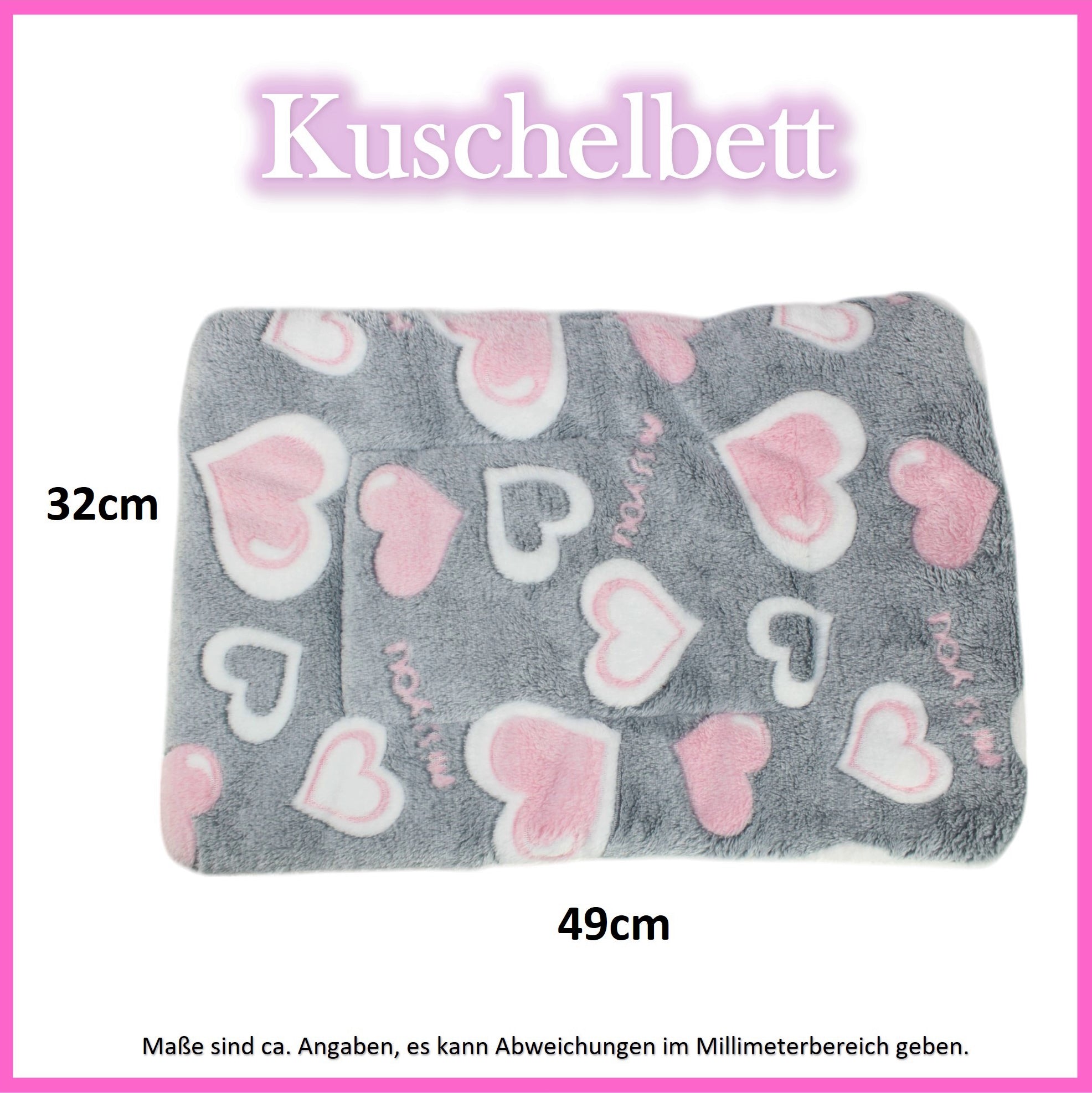 Kuschelbett - Herzen - Grau/Rosa