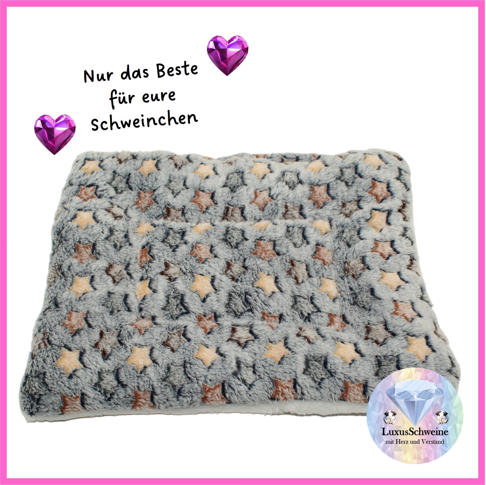 ✨ Sternchenbett Grau-Blau-Bunt – kuschelig weich & formstabil für Meerschweinchen