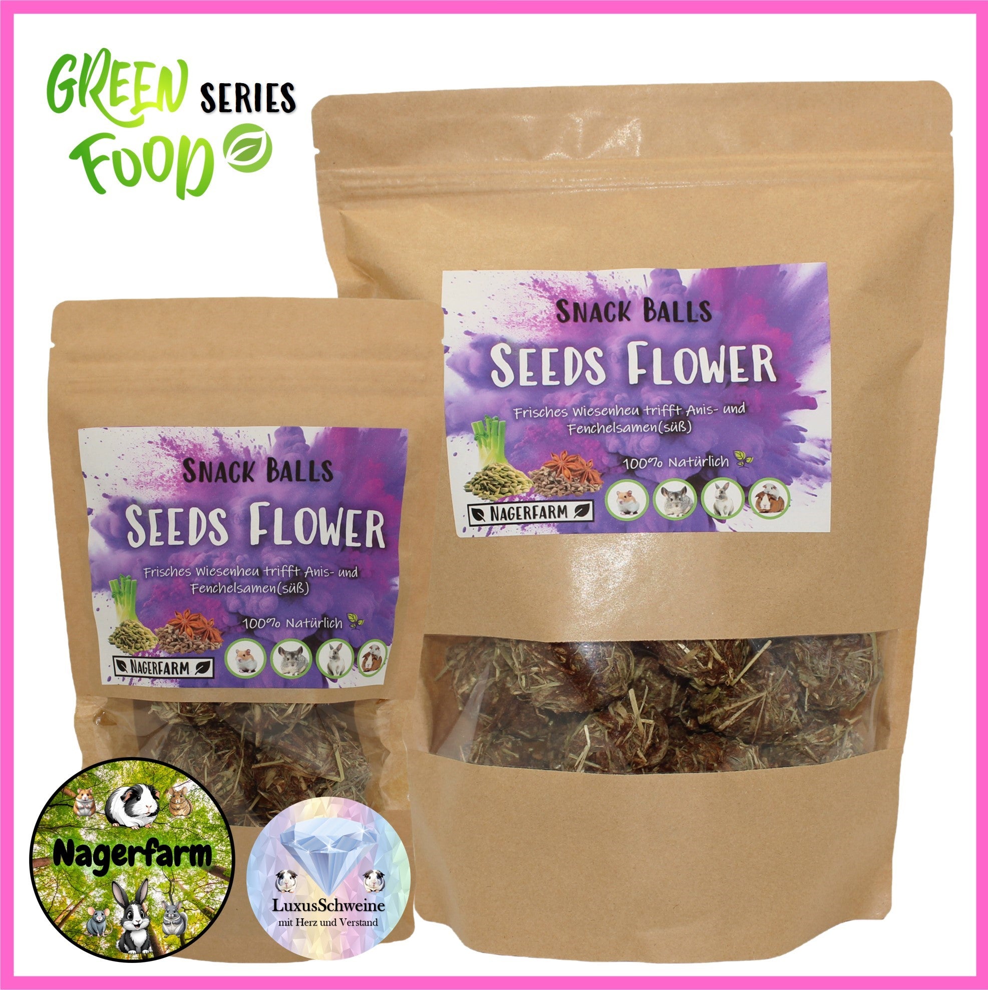 🟣 Snack Balls Seeds Flower – natürliche Verwöhnsnacks für Meerschweinchen
