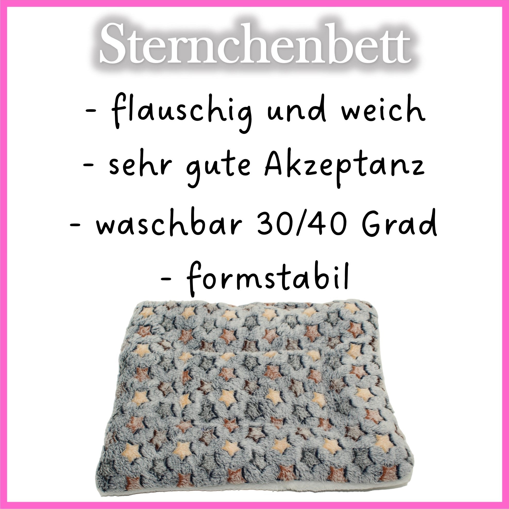 ✨ Sternchenbett Grau-Blau-Bunt – kuschelig weich & formstabil für Meerschweinchen