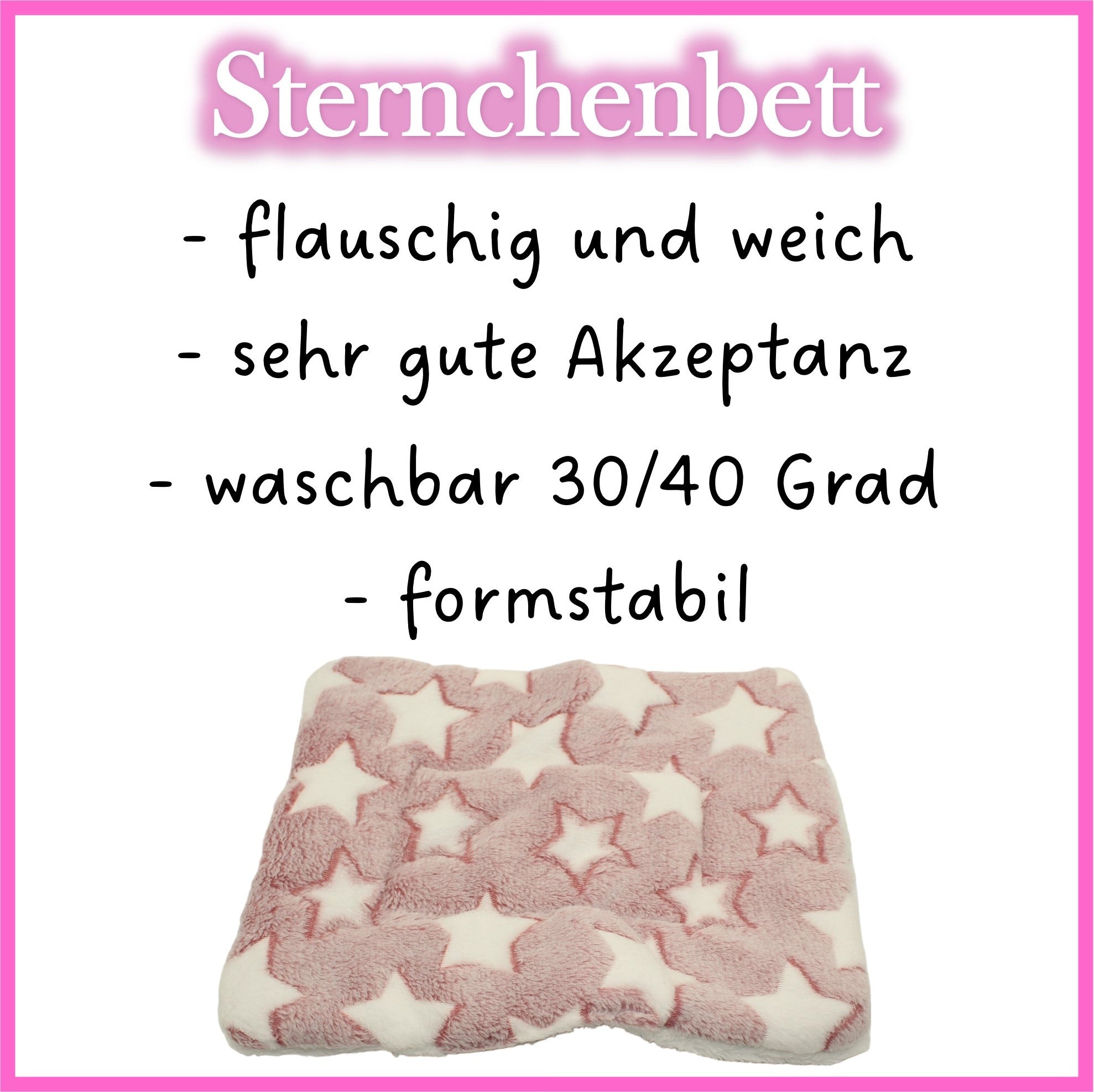 💗 Kuschelbett Sterne Rosa – weich & gemütlich für Meerschweinchen