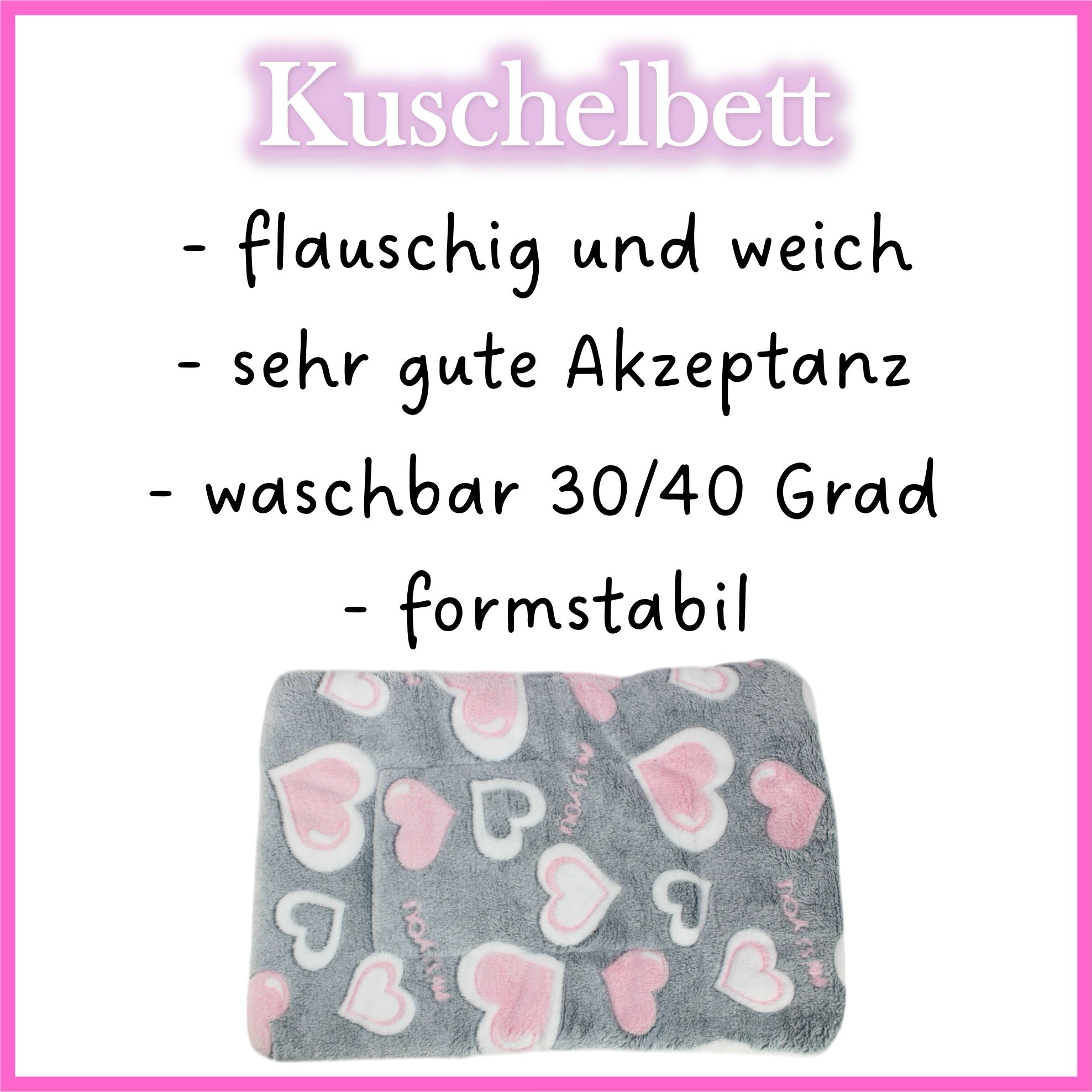 Kuschelbett - Herzen - Grau/Rosa