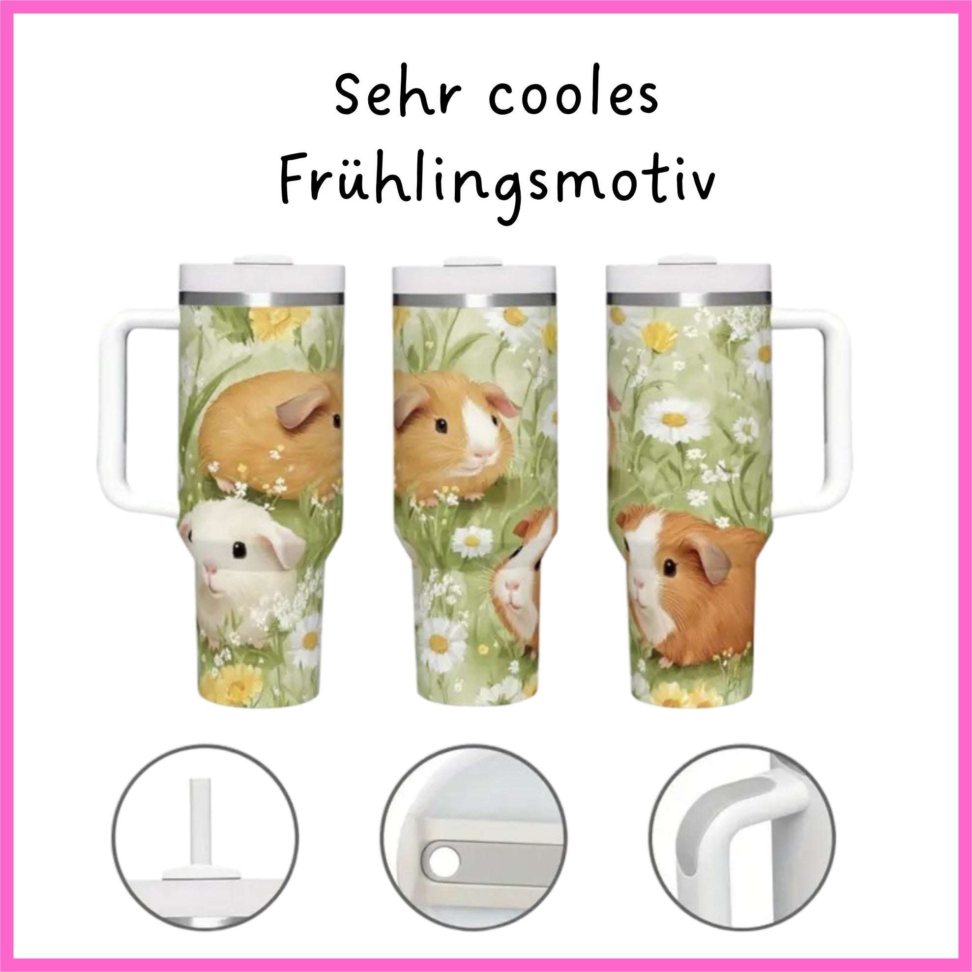 🌸 Trend-Trinkflasche Meerschweinchen Blumenwiese